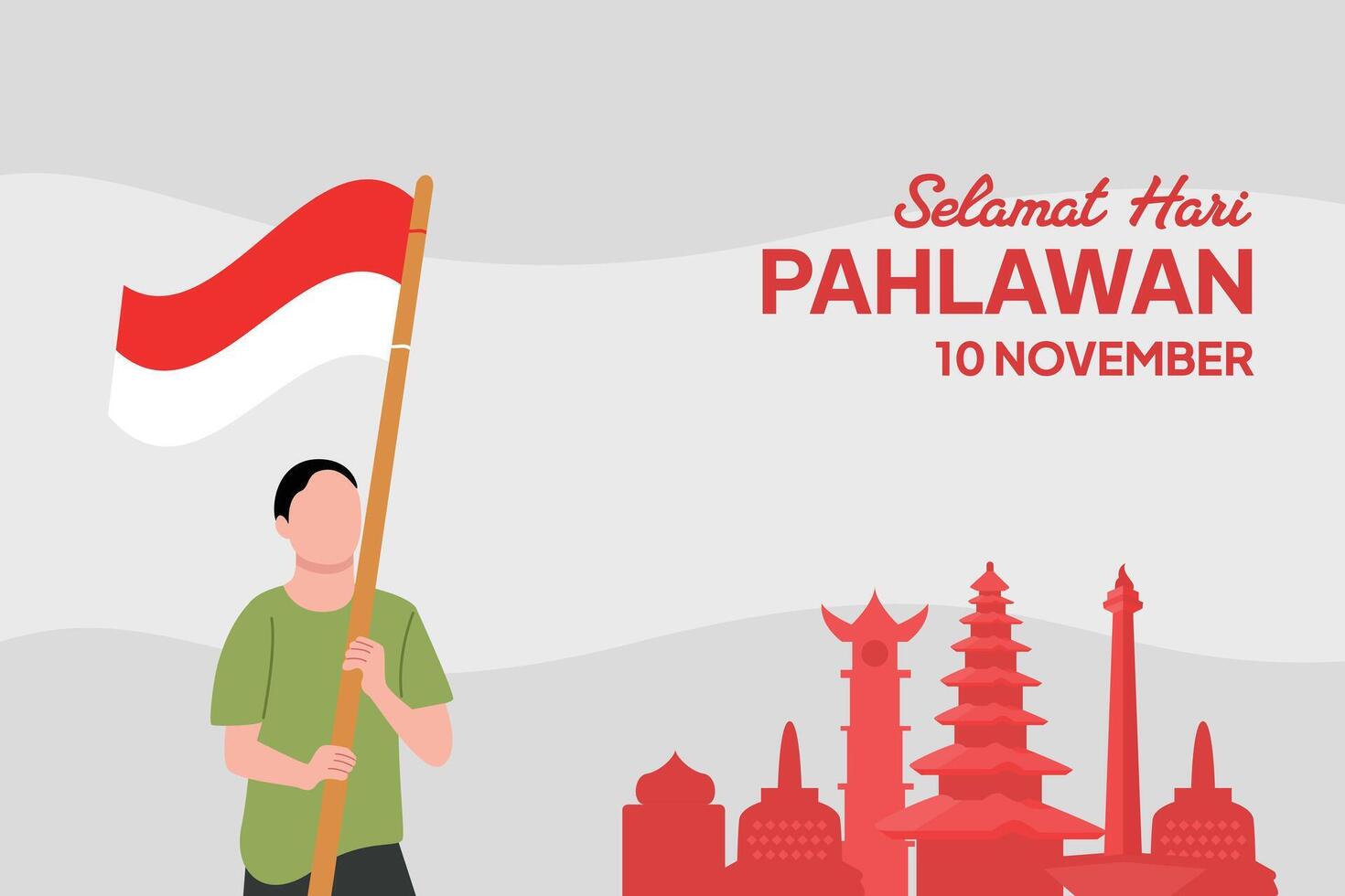 Indonesian hero day concept. Colored flat illustration isolated. vector