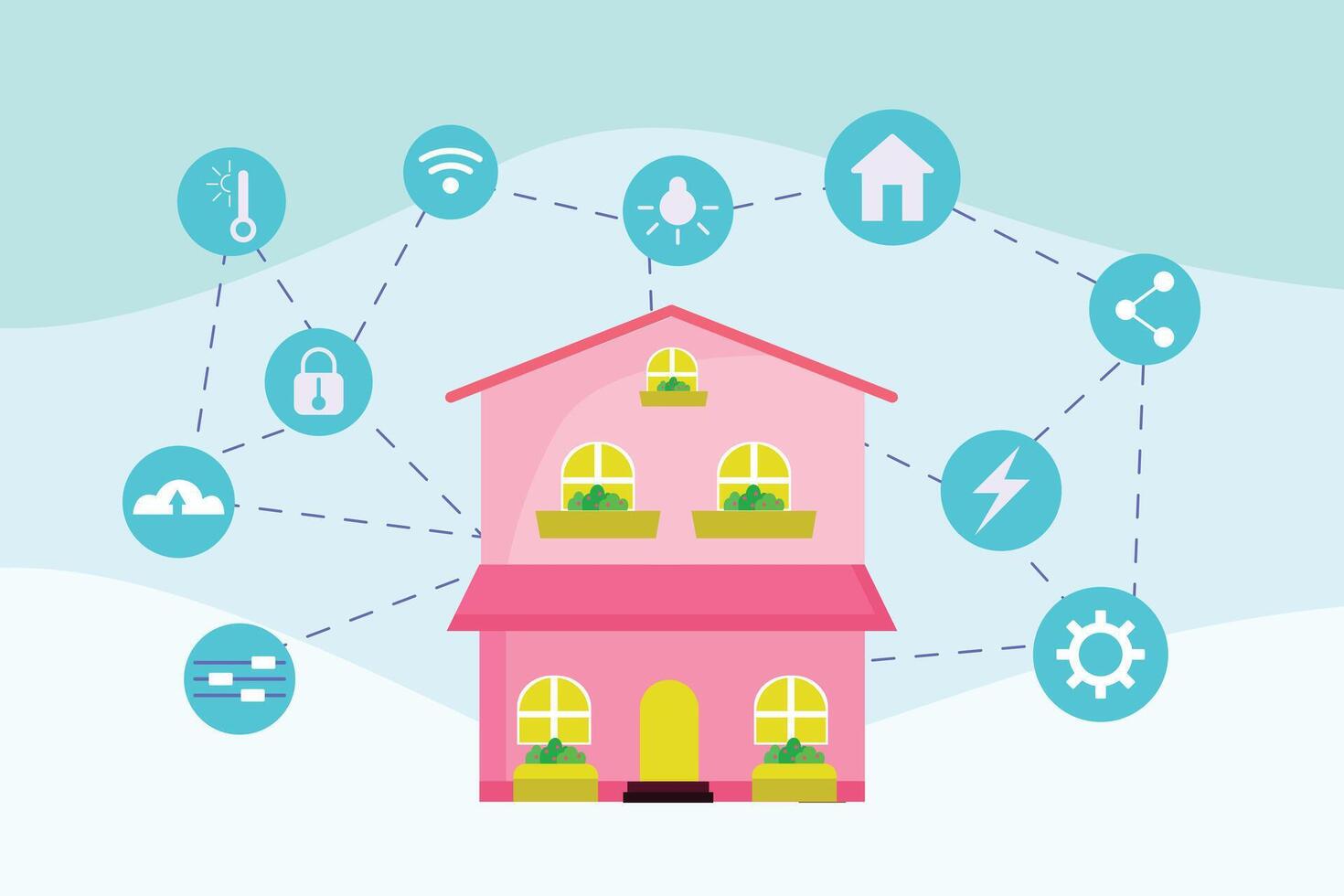 Smart home technology concept. Colored flat illustration isolated. vector