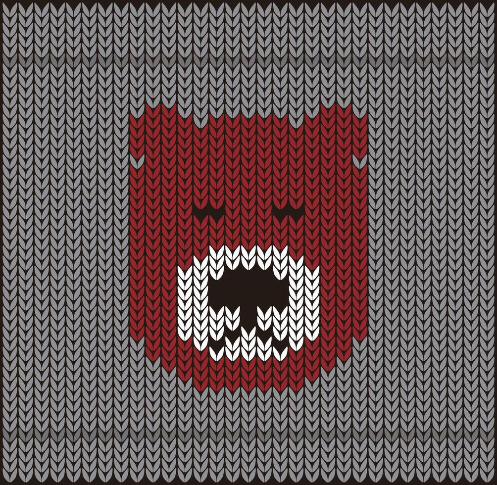 Cute bear on the knitting pattern, Happy new year, illustration vector
