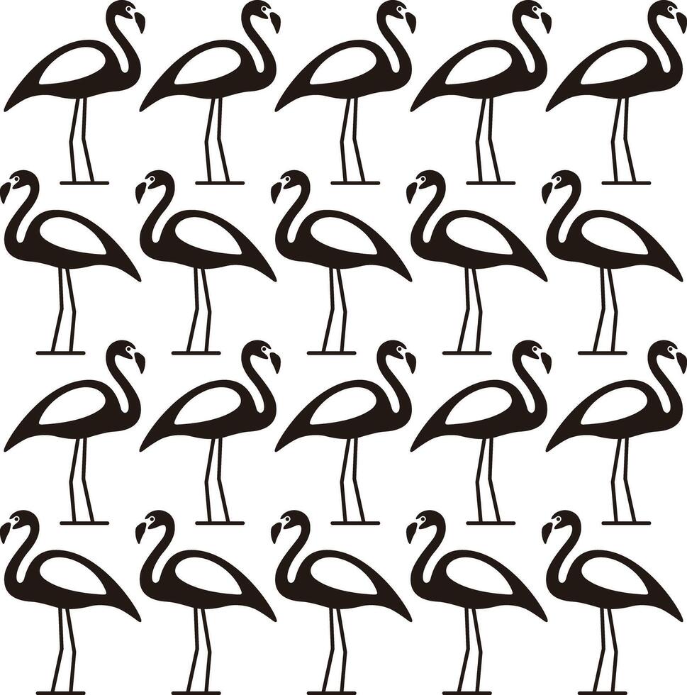 Beautiful flamingo standing in a row, bird series vector