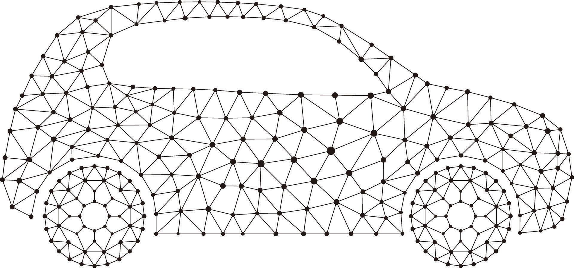 Concept of the car, point and line compose are connected to a car vector