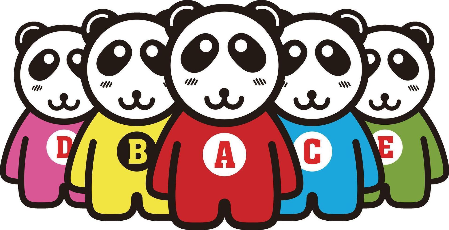 cute panda standing in a line like human, vector