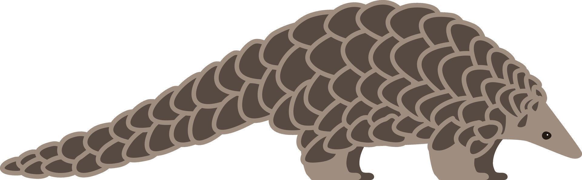 pangolin walking and searching, side view, illustration vector