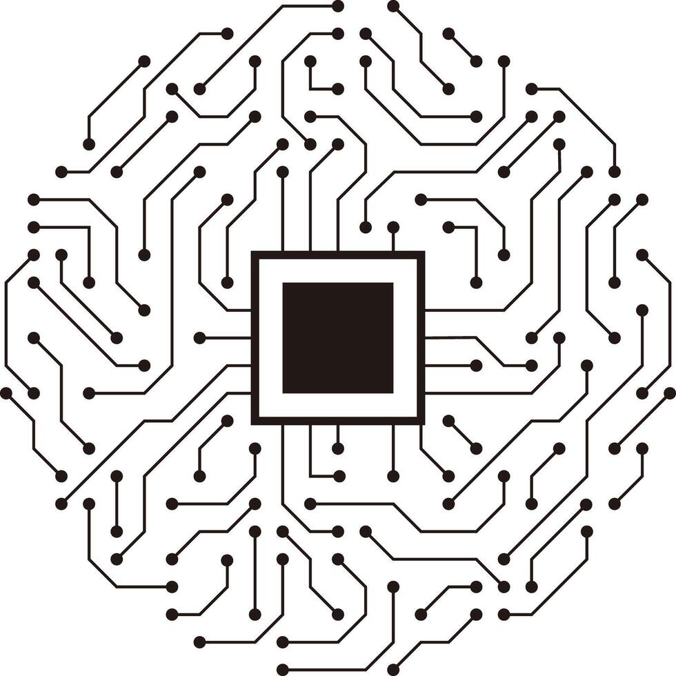 circuit board, chip and maze, Artificial intelligence concept. illustration vector