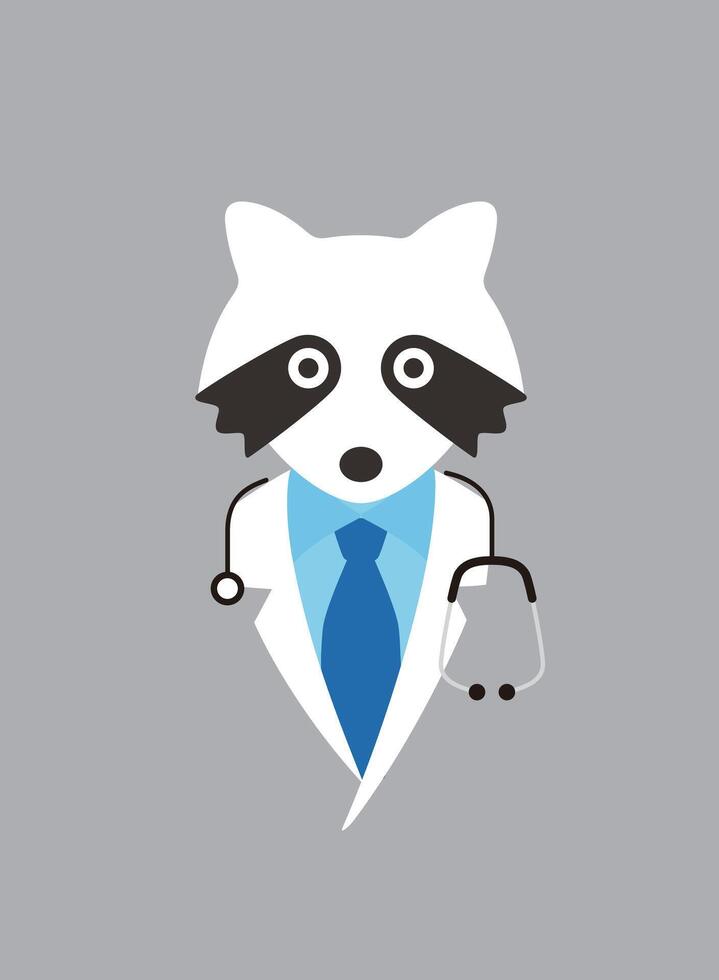 Portrait of raccoon, wearing something, cool style, doctor cosplay vector
