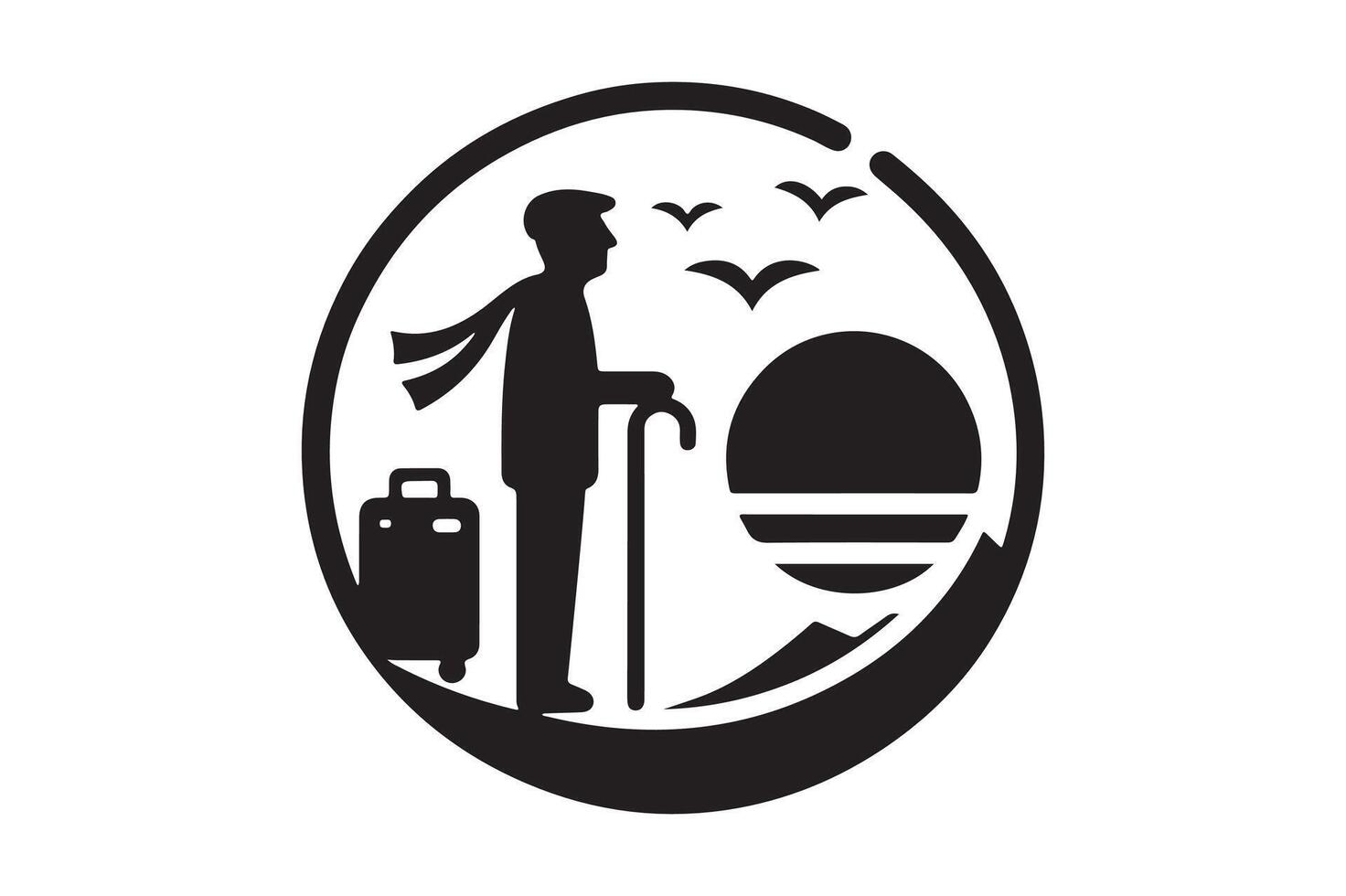 Minimalist Silhouette of Retirement Concept, Design vector