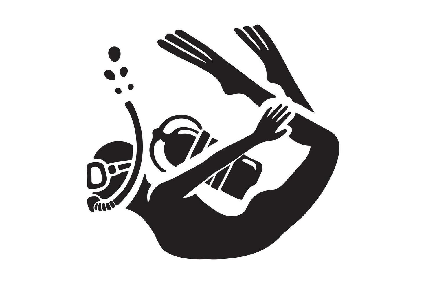 Deep-Sea Diver in Motion Silhouette Artwork vector