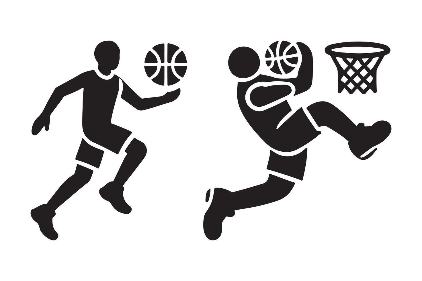 Minimalist Silhouette of a Basketball Player Jumping for the Ball vector