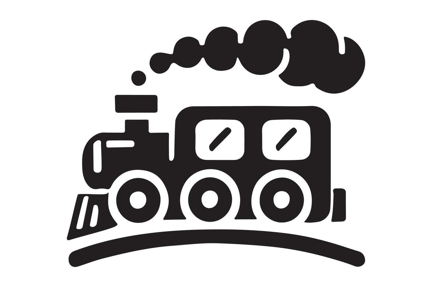 Silhouette of Steam Train Engine, Iconic Design vector