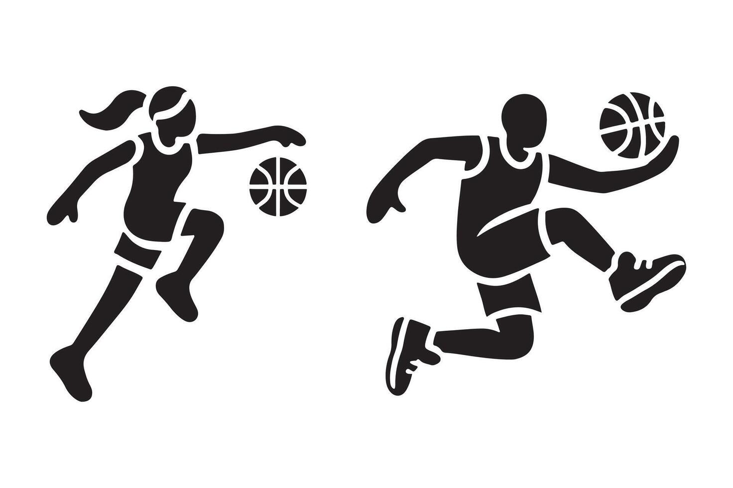 Basketball Player Silhouette Icon Capturing Athletic Movement vector