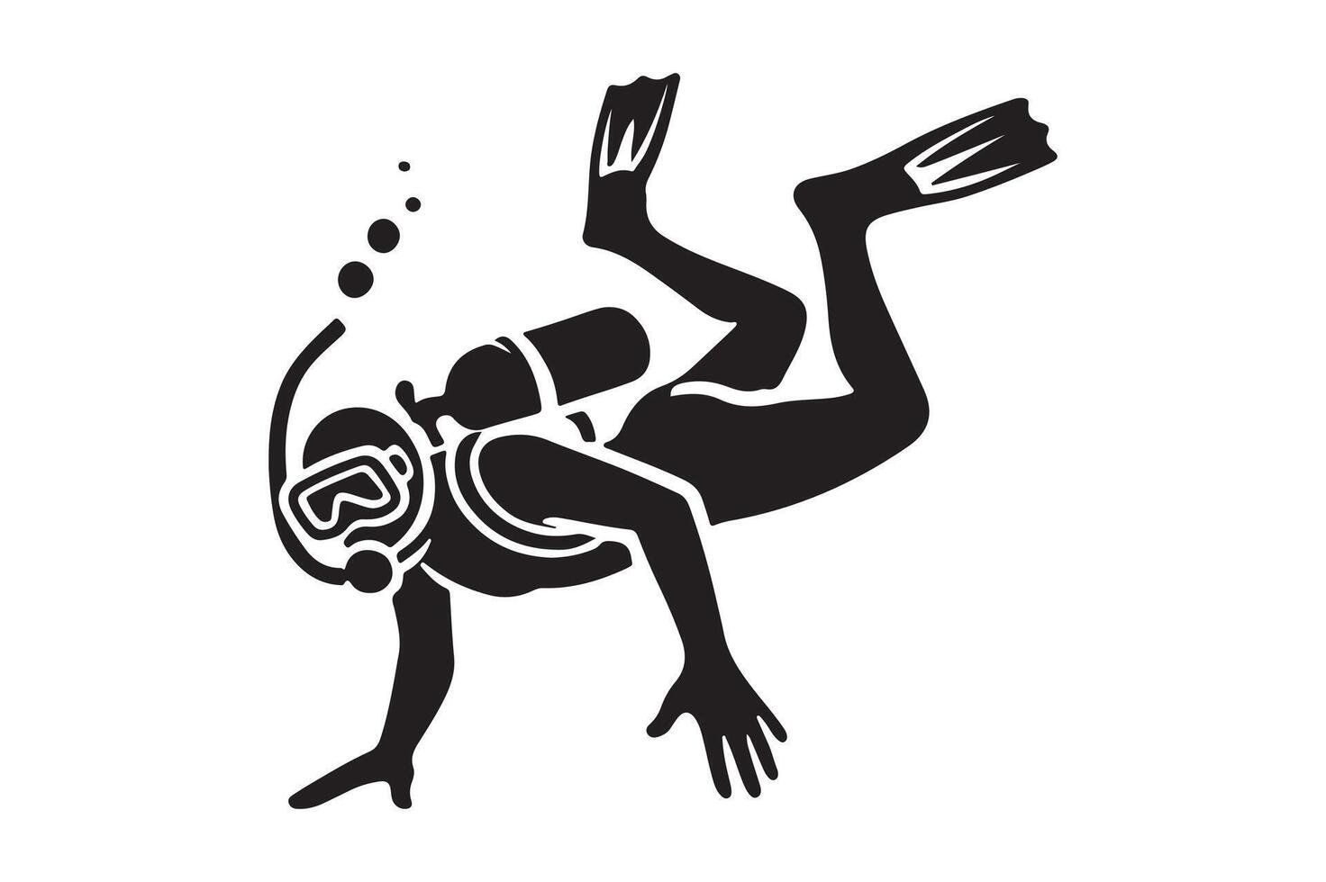 Deep-Sea Diving Adventure Silhouette vector