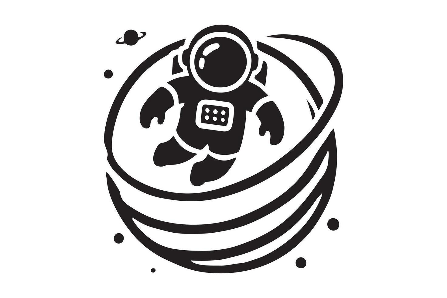 Astronaut Silhouette Floating in Zero Gravity, Art vector