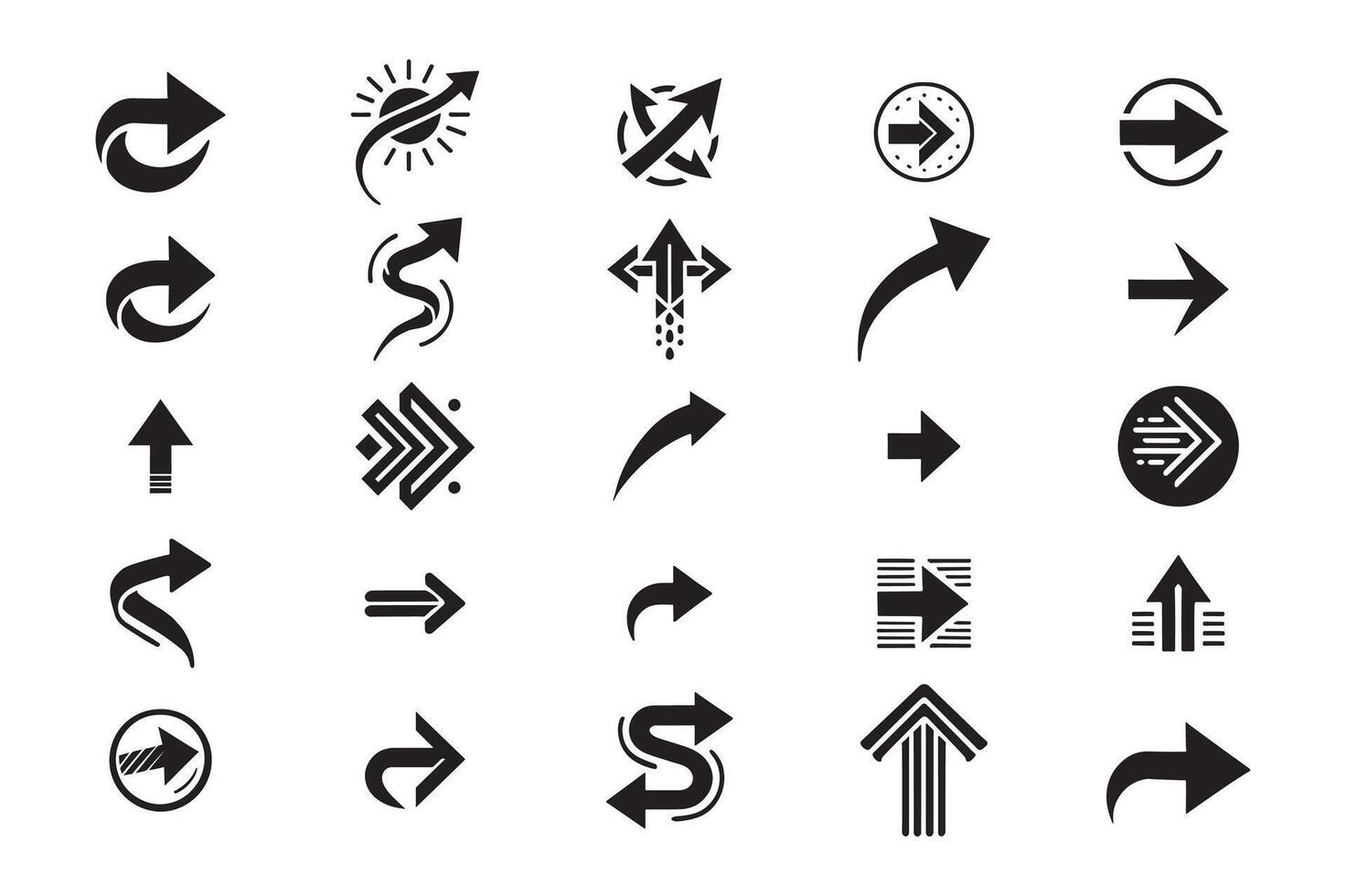 Silhouette set of Classic Arrow icon Design Illustration vector