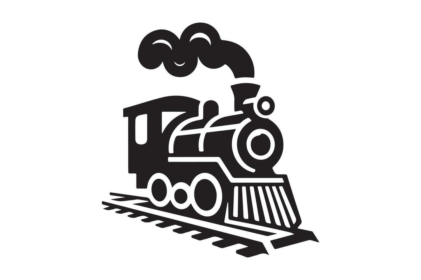 Unique Silhouette of Train Icon with Detailed Design, Illustration vector