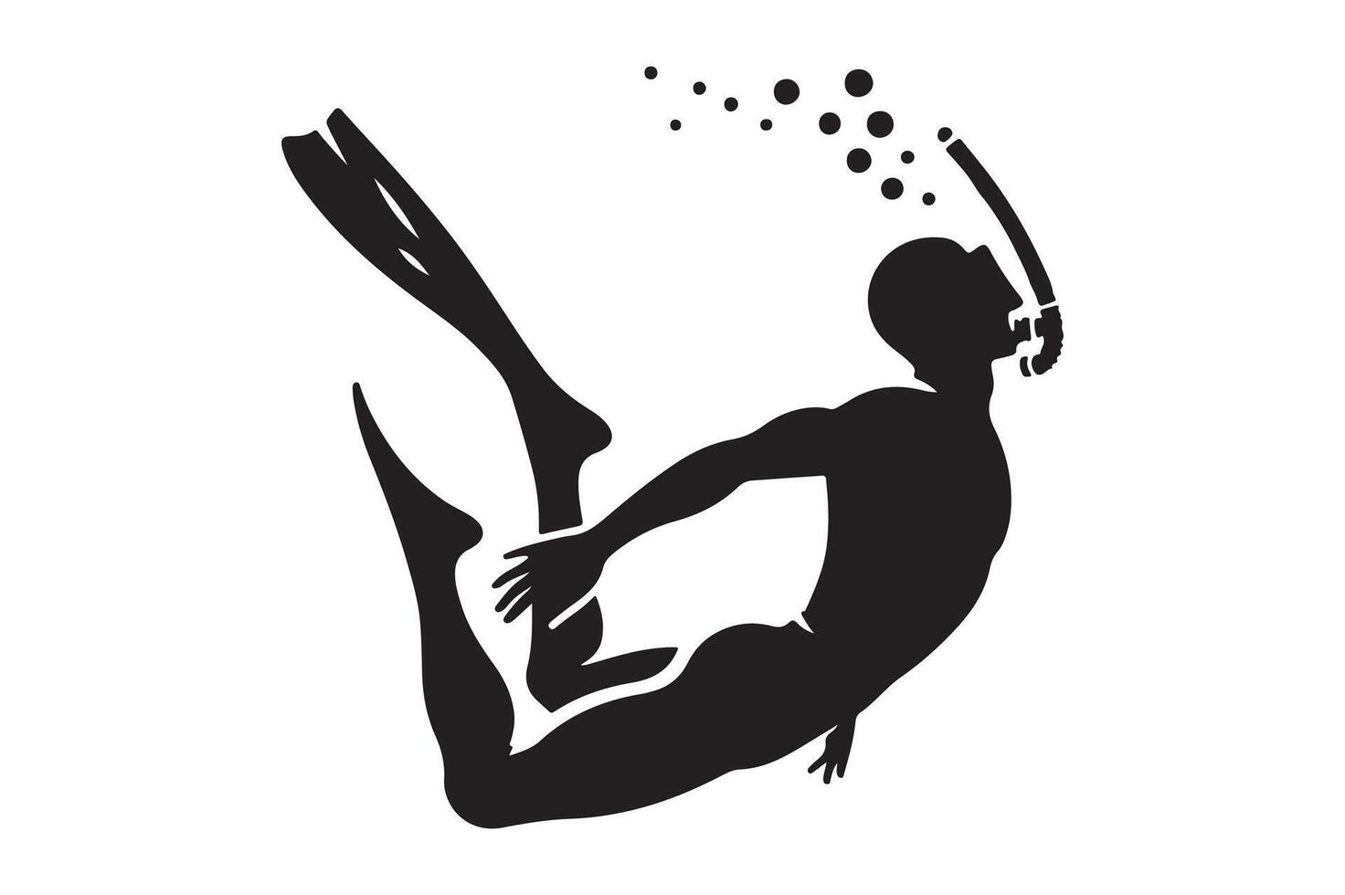 Dynamic Diver Silhouette in Ocean Adventure Pose vector