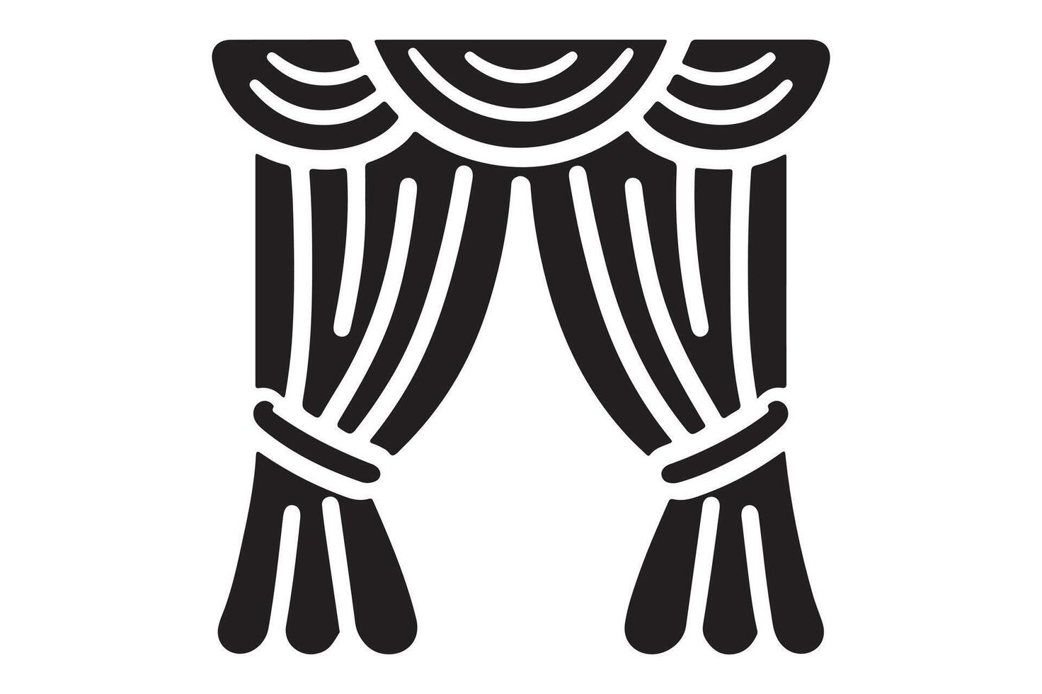 Silhouette Icon of Theater Curtain Opening Scene, Art vector