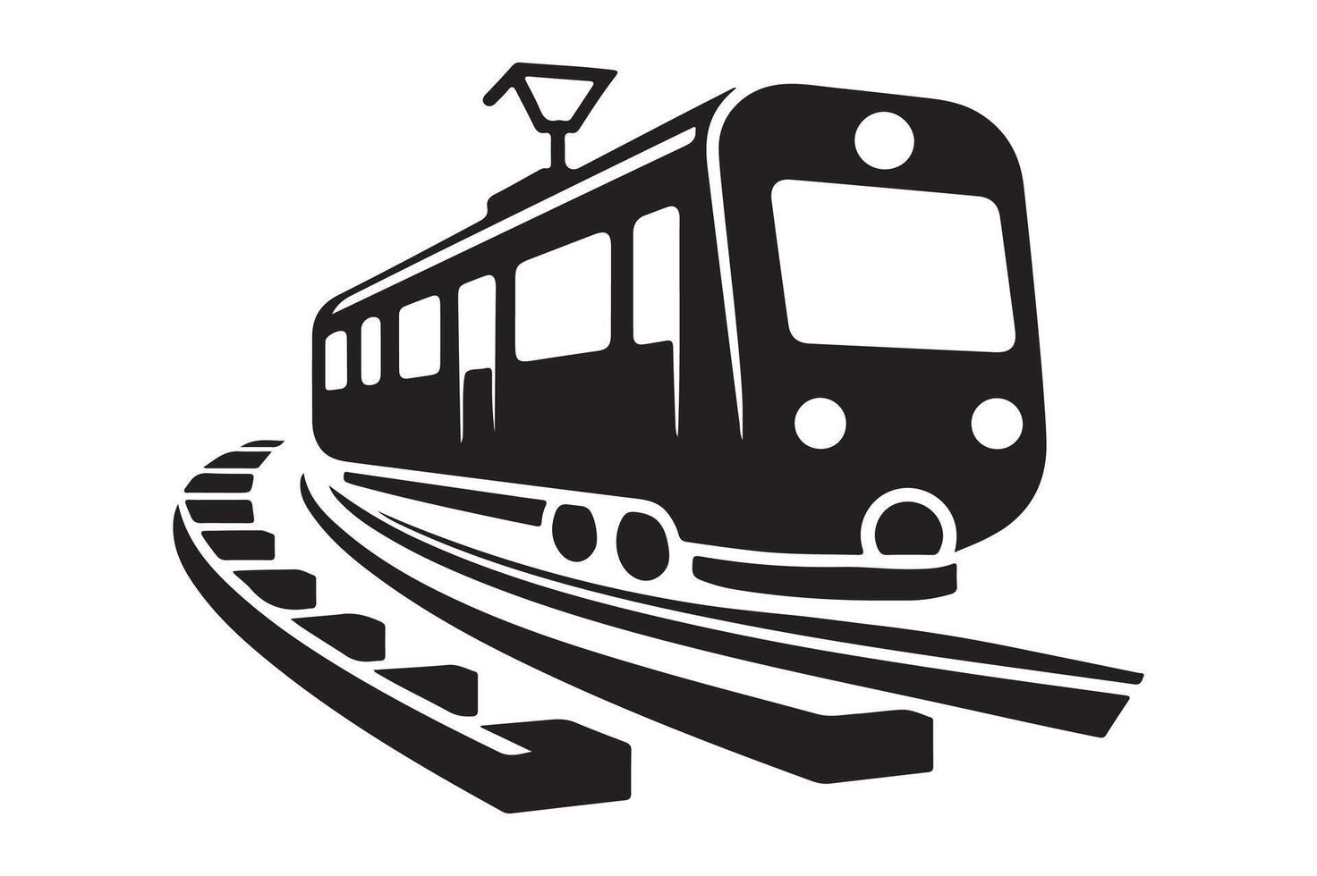 Elegant Silhouette of Passenger Train, Art vector