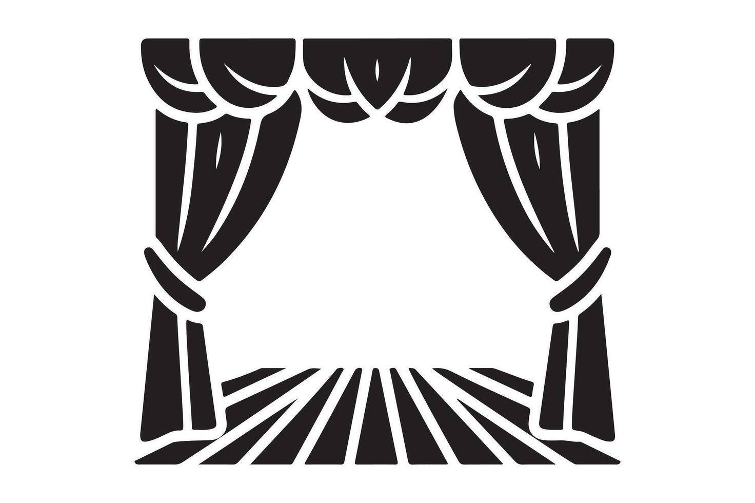 Artistic Theater Curtain Silhouette for Performance Themes, Design vector