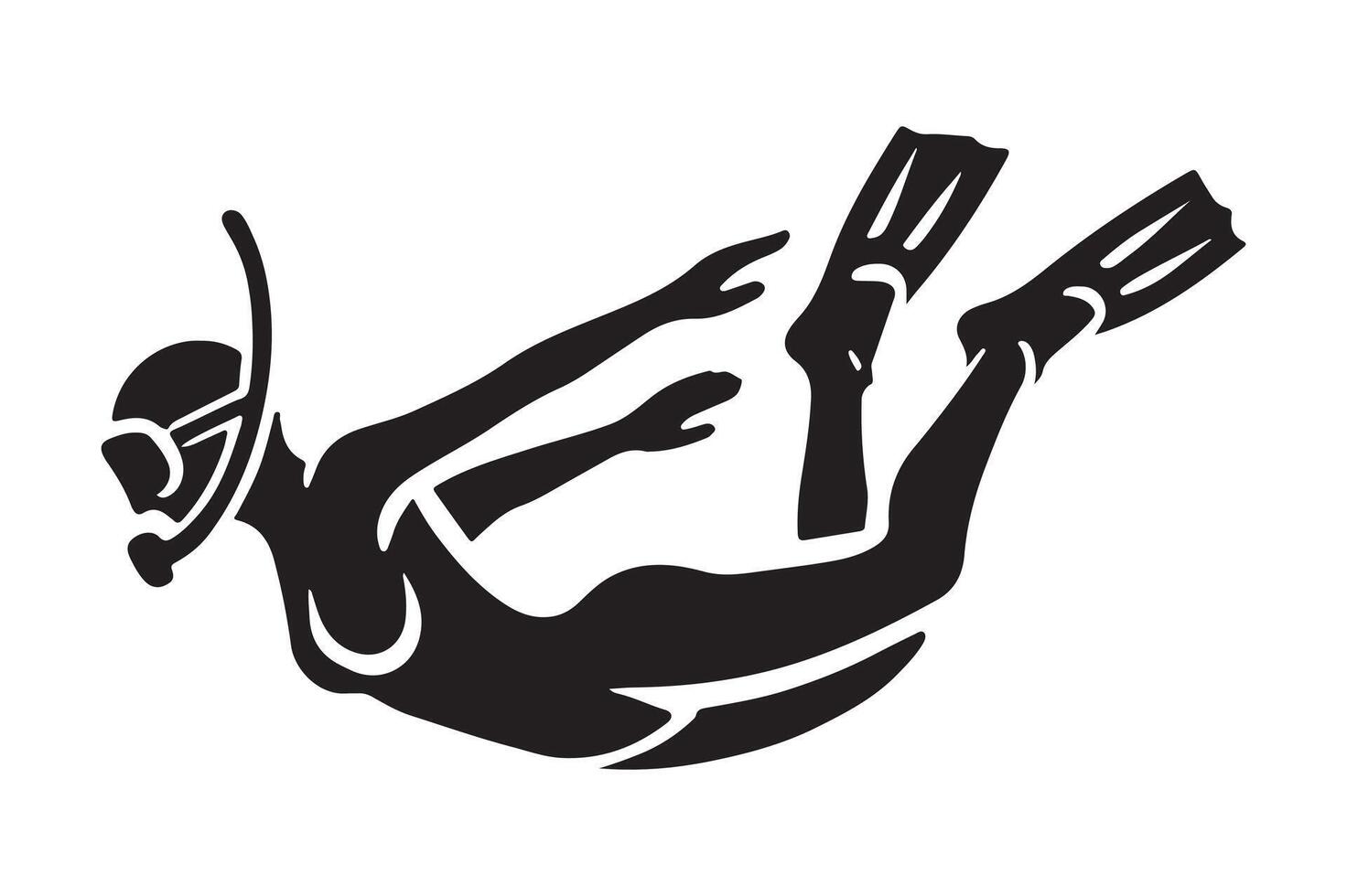 Silhouette of Diver Floating Gracefully Underwater vector