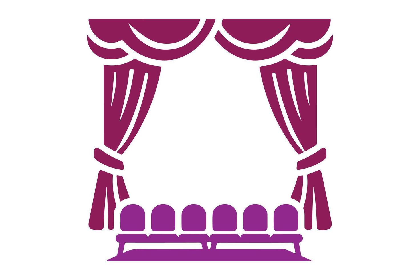 Minimalist Theater Curtain Silhouette Design for Creative Projects vector