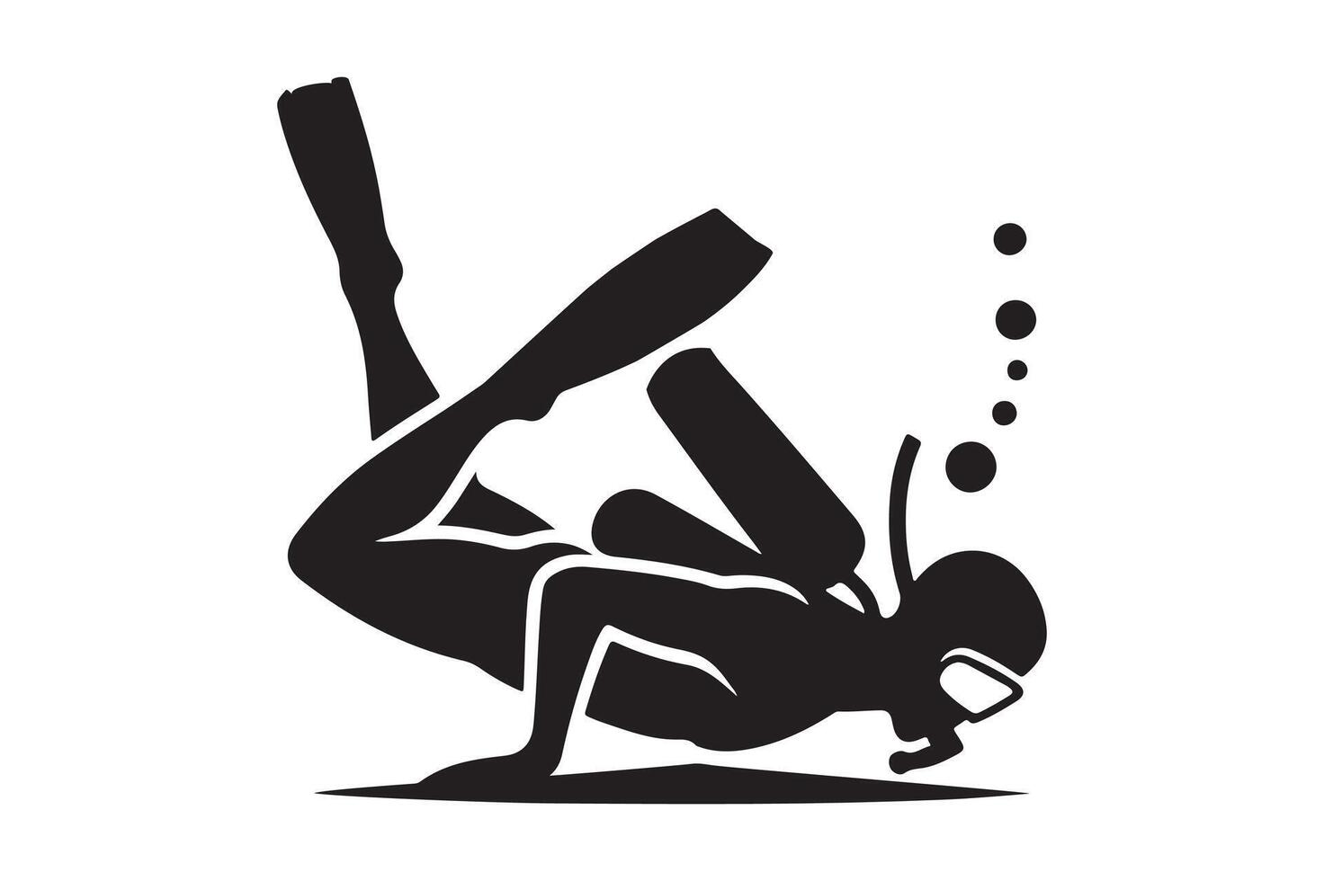 Silhouette of Diver Descending into Ocean Depths vector