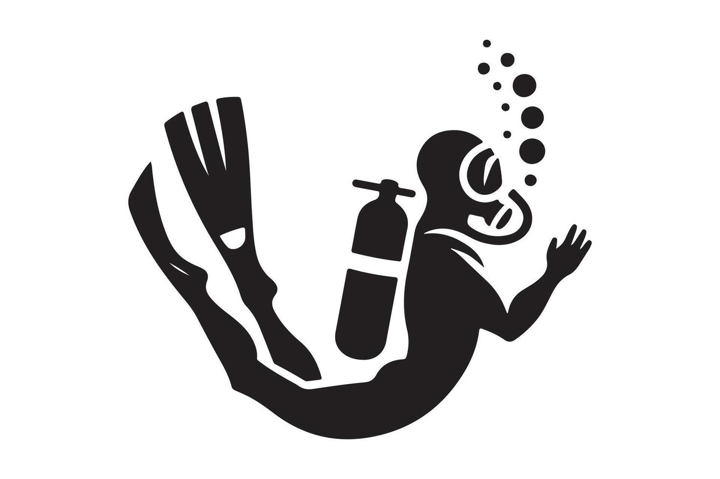Creative Silhouette of Diver Exploring Ocean Depths vector