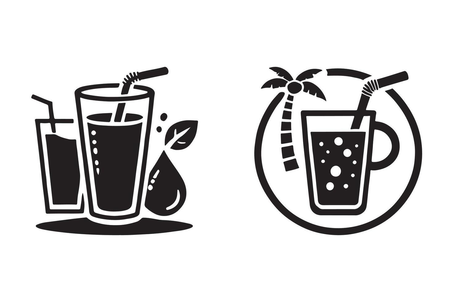 Silhouette of Beverage Glasses Icon Collection vector