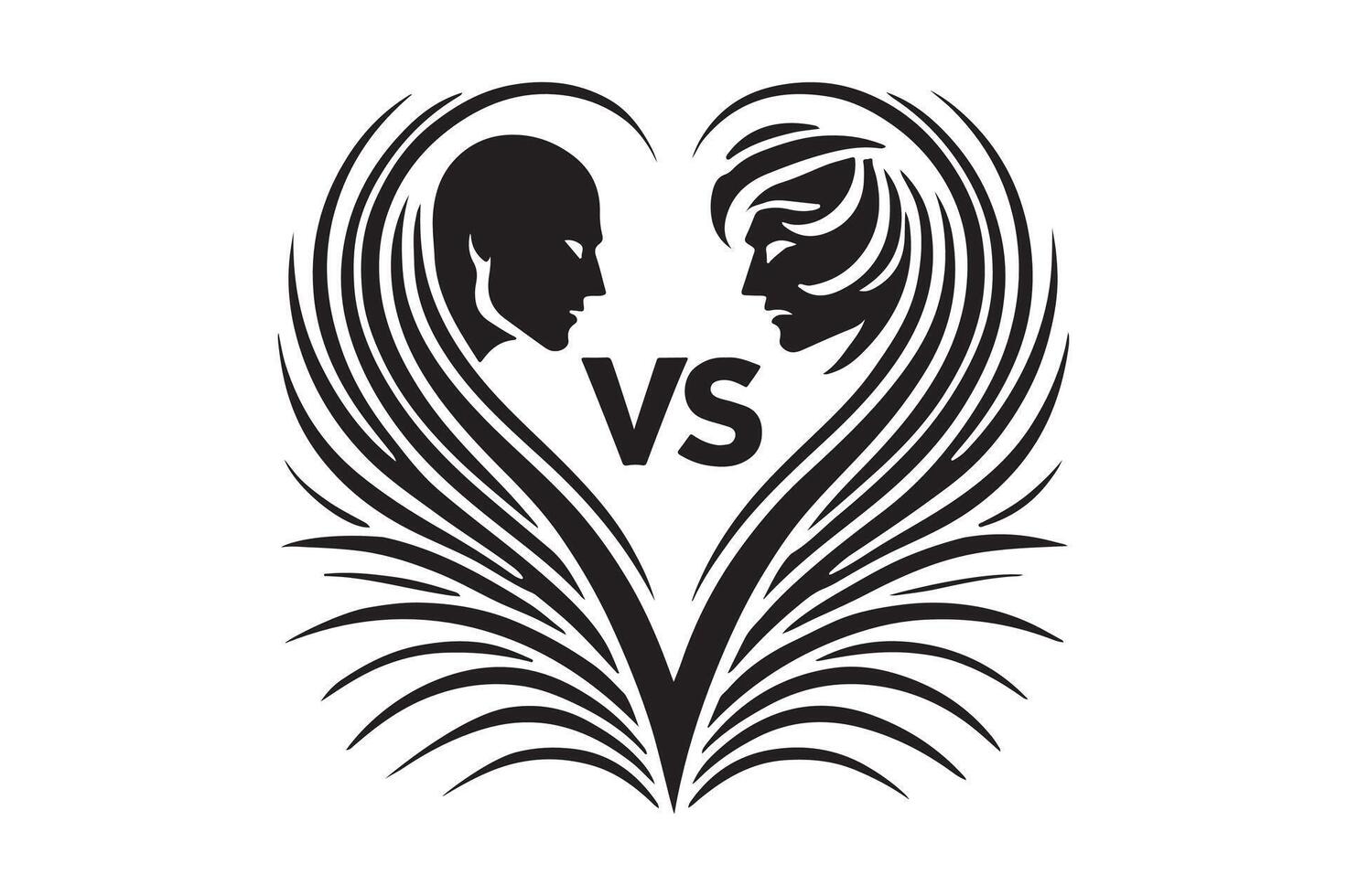Silhouette of Versus Symbol for Competitive Themes vector