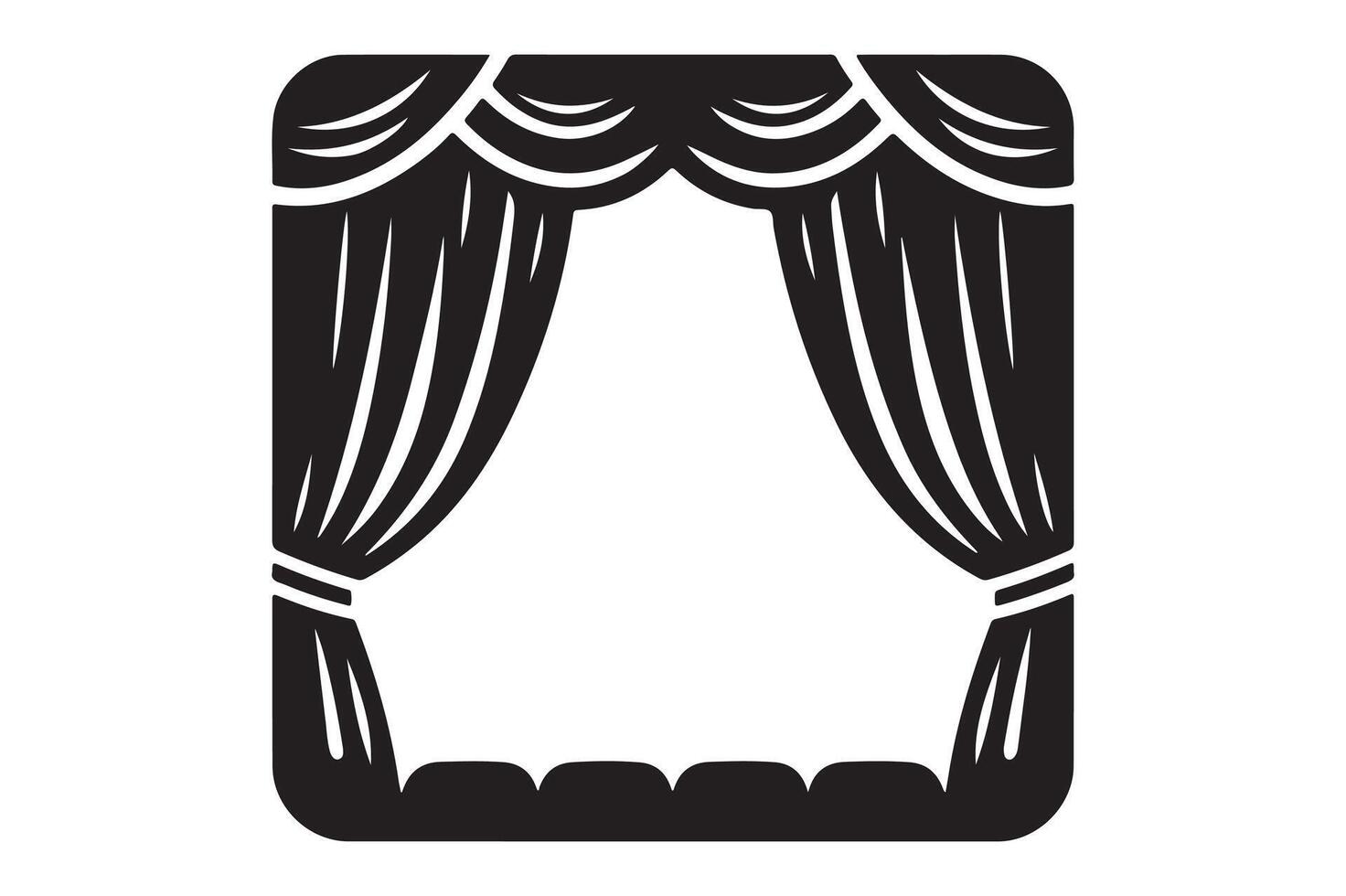 Stylized Silhouette of Theater Curtains in Motion, Illustration vector