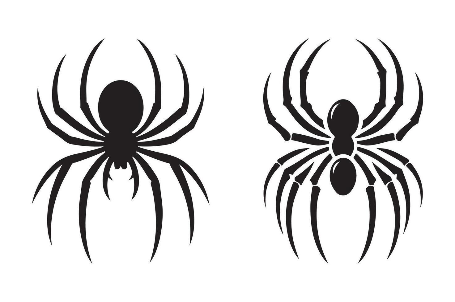 Black Silhouette of Spider with Eight Legs,Illustration vector