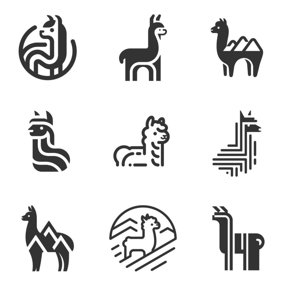 Happy Alpaca, Serene Logo Art Collection vector