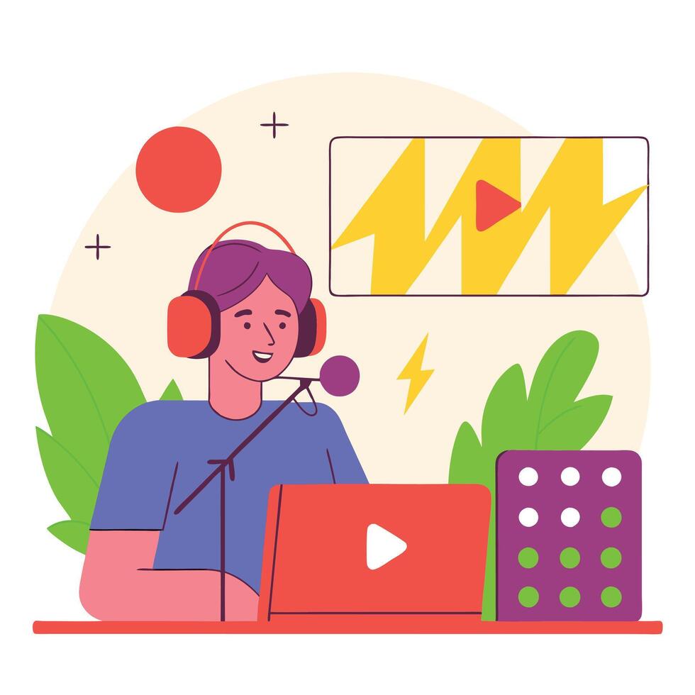 Colorful Podcast Illustration Digital Art Graphic vector