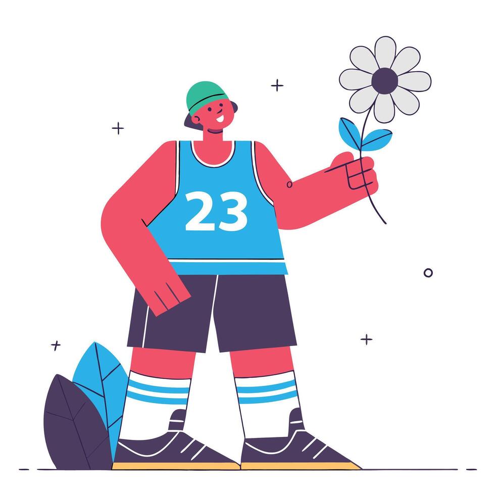 Pink Cartoon Basketball Player Illustration vector