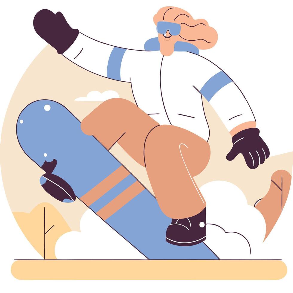 Cartoon Snowboarder Mid-Air Jump Action vector