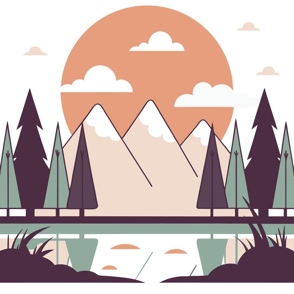 Alaska Mountain Lake Serenity Landscape Photo vector