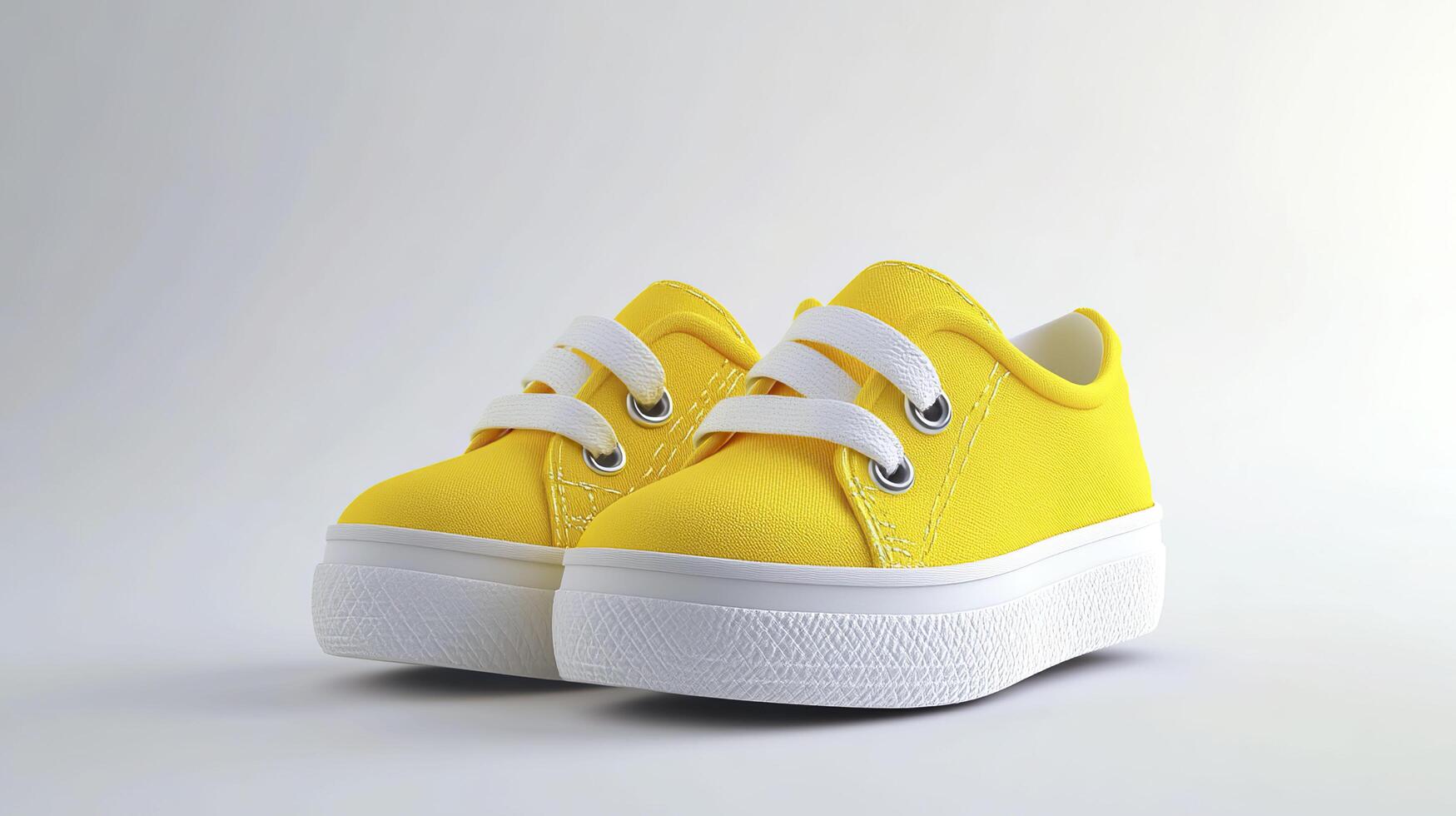 Yellow baby sneakers isolated on white background. photo
