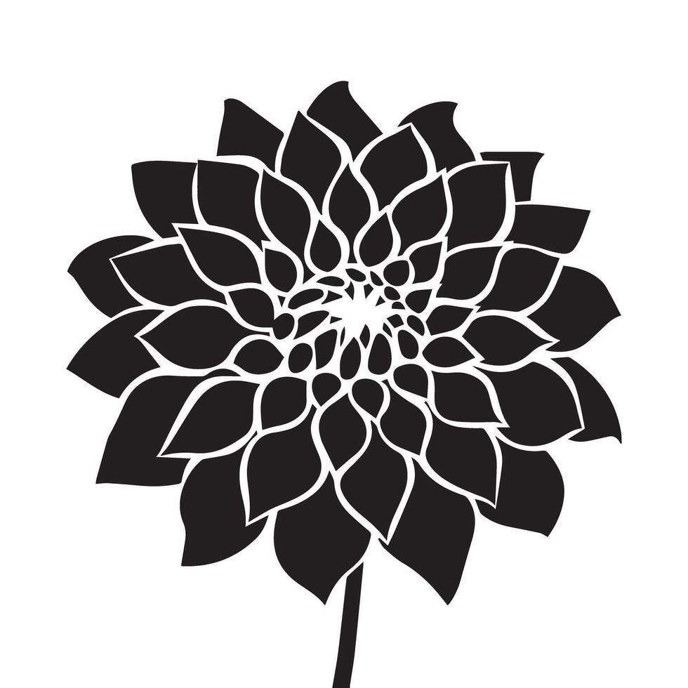 Minimalist Dahlia Flower Silhouette on White Background vector