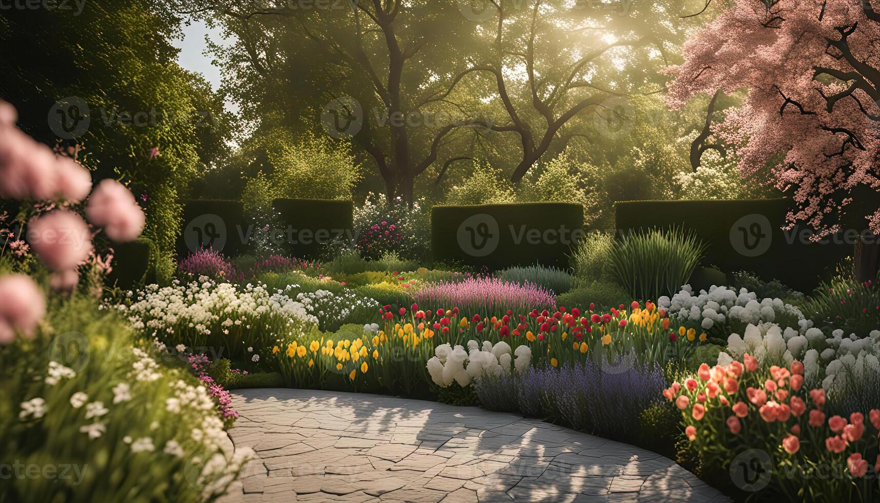 A Tranquil Spring Garden Scene photo