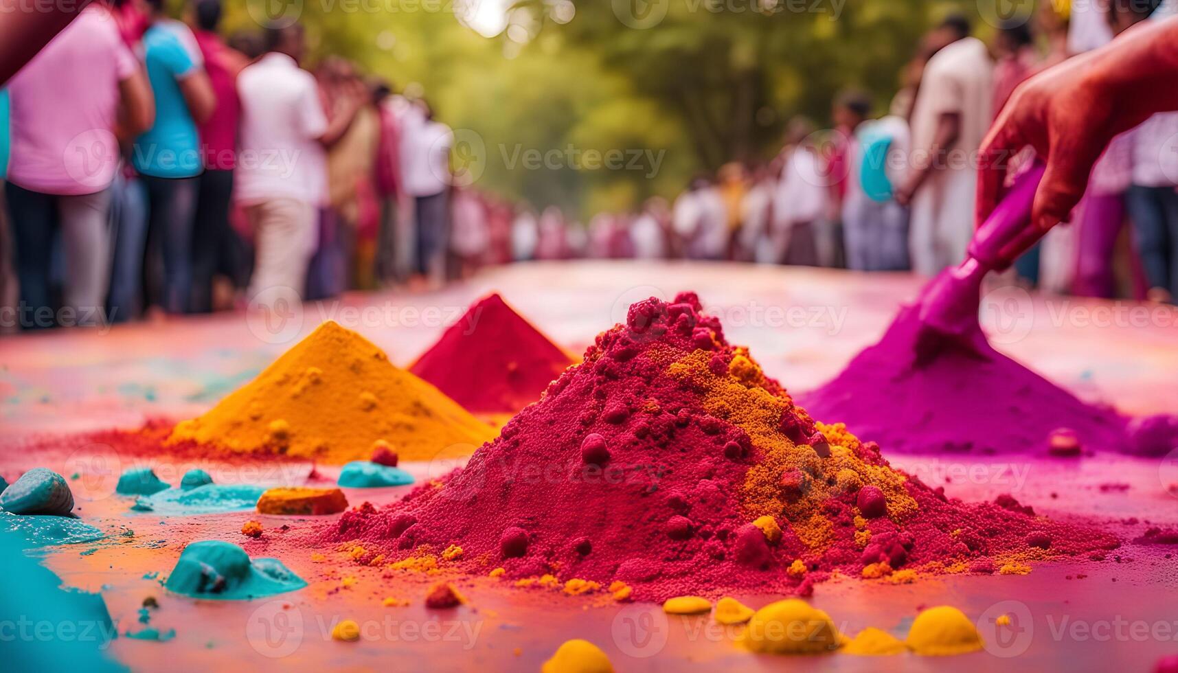 Colorful Powder Piles During Festival photo