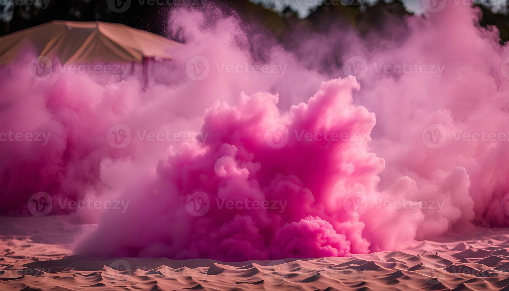 Pink Smoke Exploding in the Sand photo