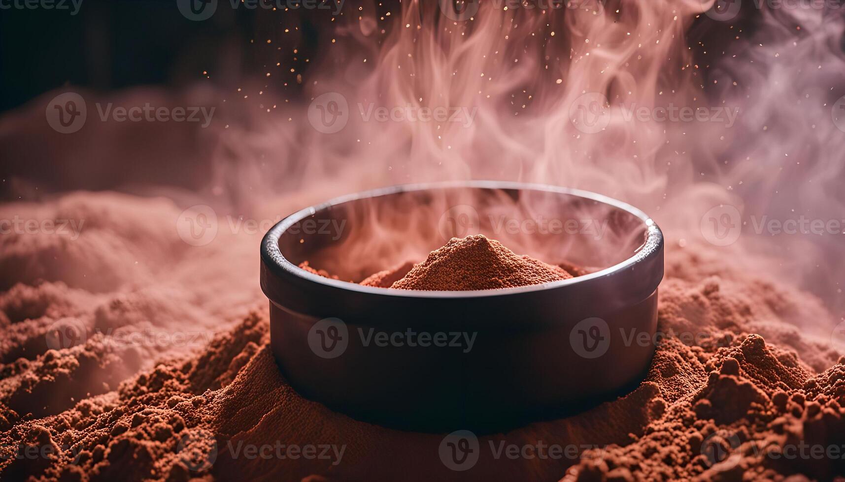 Steaming Bowl of Cocoa Powder photo