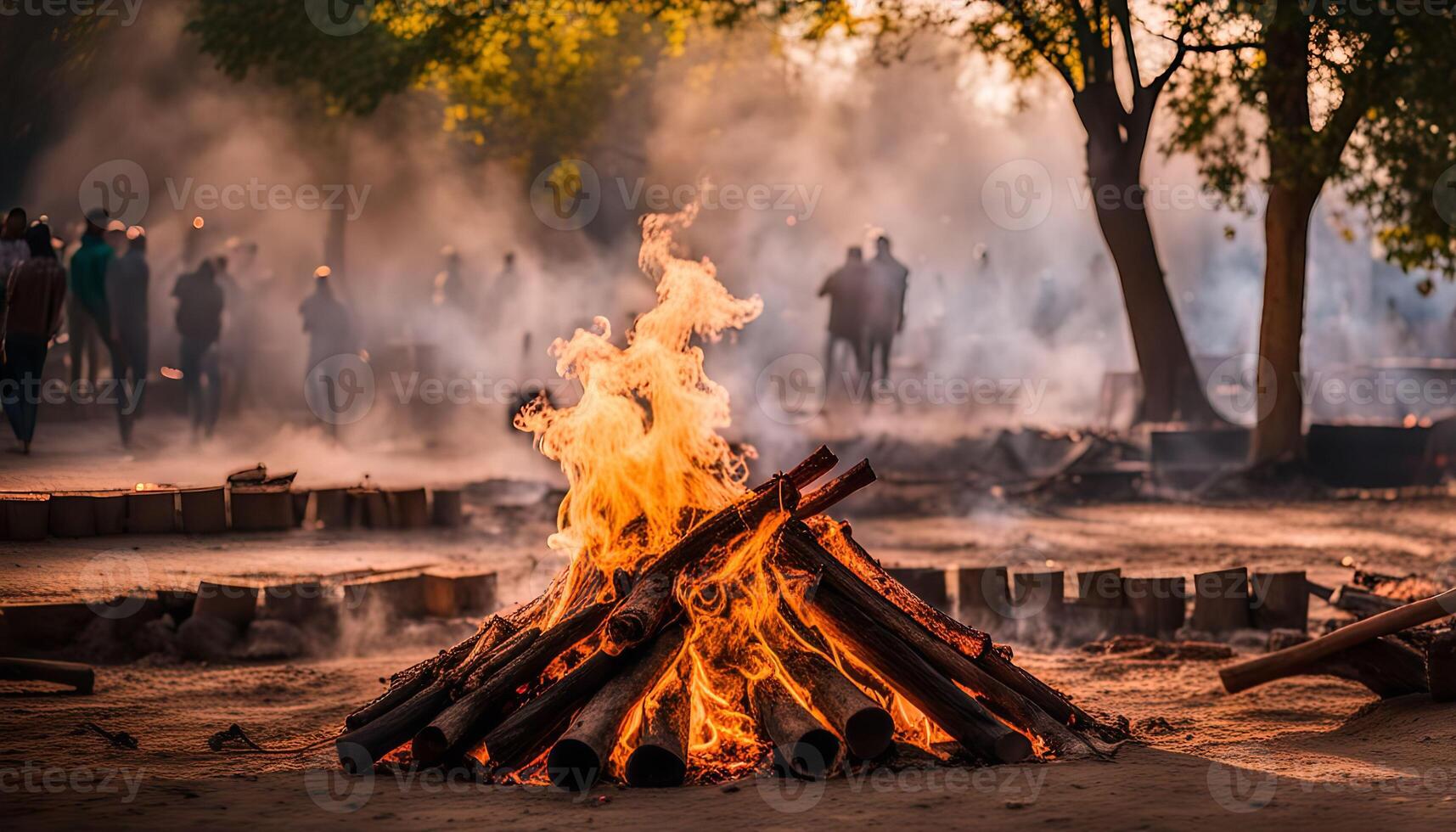 Burning Pyre in a Smoky Setting photo