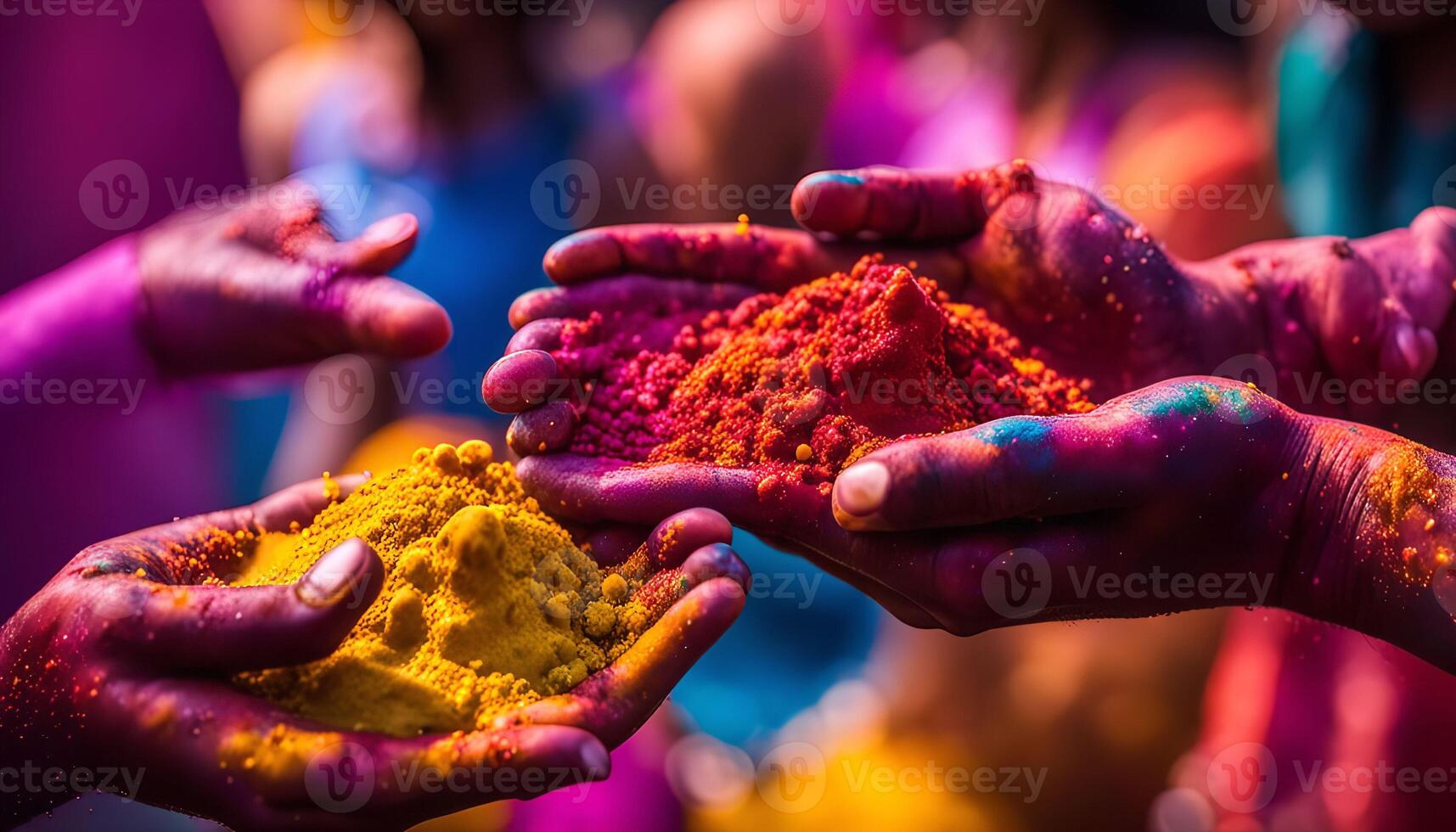 Hands Holding Colorful Powder photo