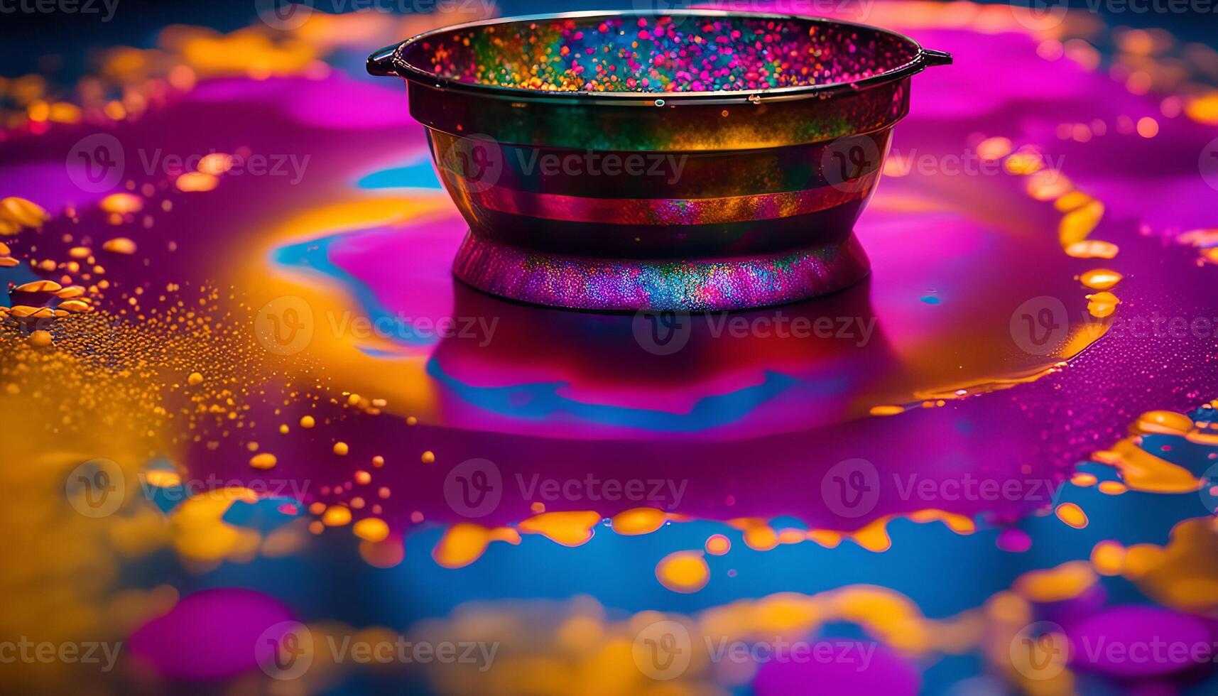 Metallic Bowl on Vibrant Abstract Background photo