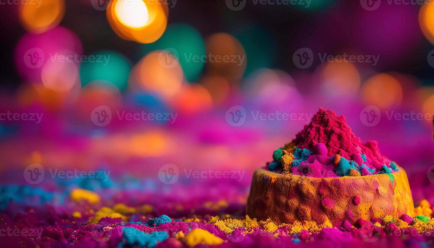 Colorful Holi Powder in Bowl photo