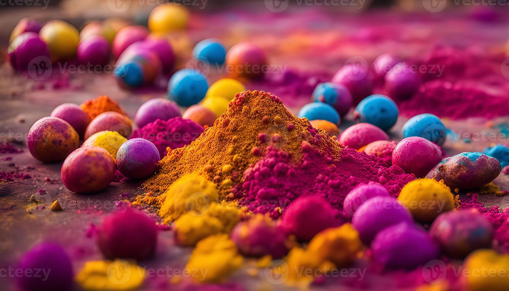 Colorful Holi Festival Powder and Eggs photo