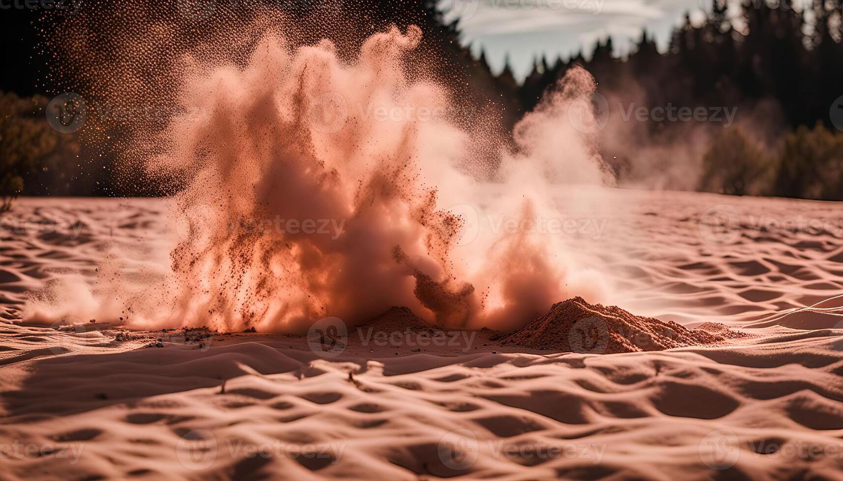 Dust Cloud Explosion in Desert photo