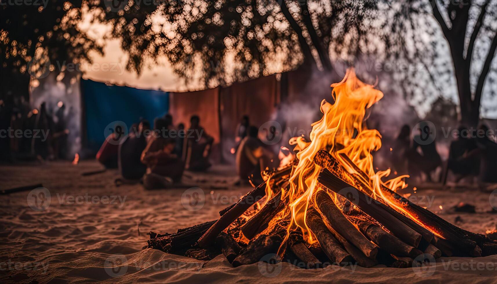 Campfire Gathering in the Dusk photo