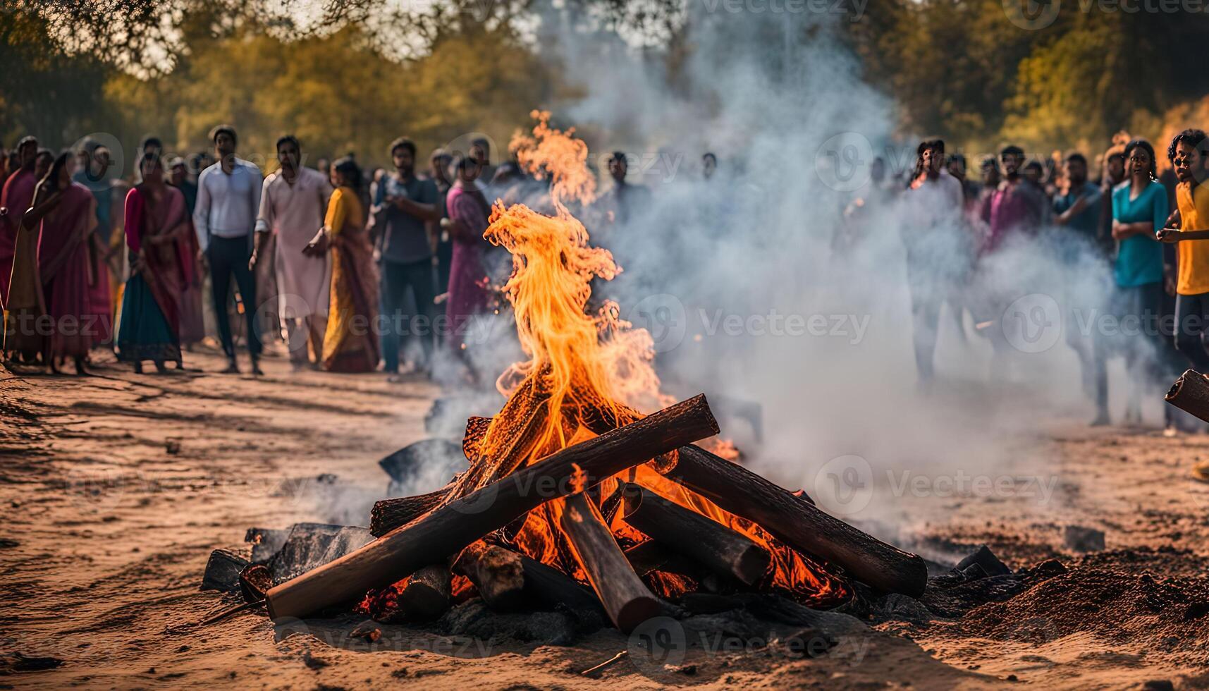 Bonfire with People in the Background photo