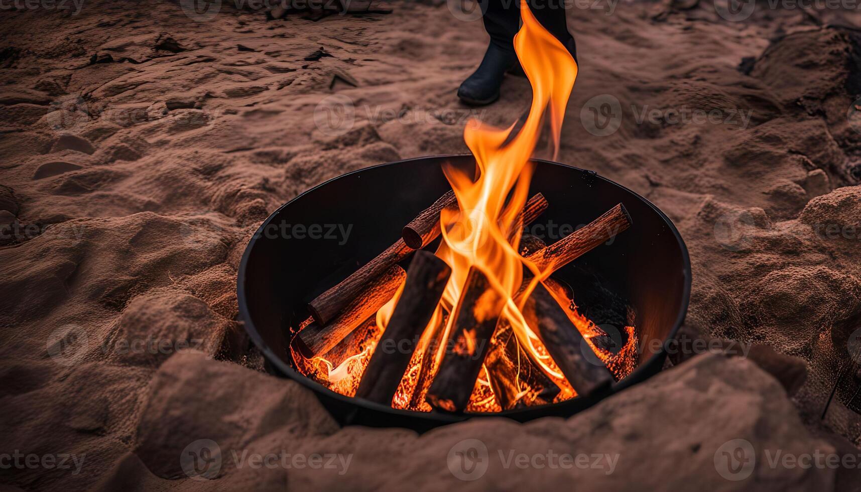 Campfire in the sand photo